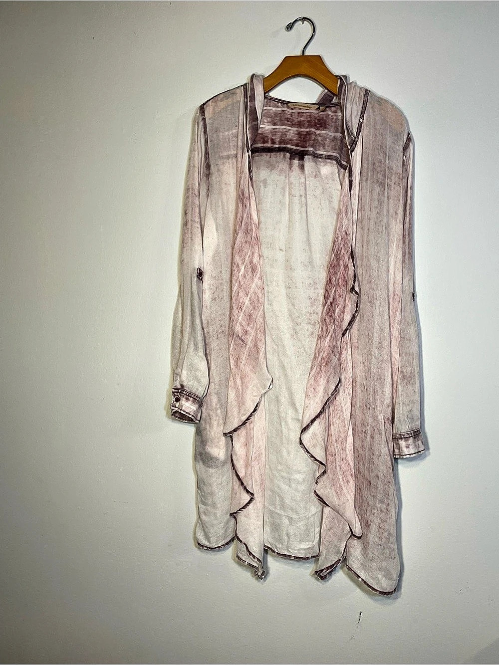 Soft Surroundings Pink & White Ruffle Tunic Size Large
